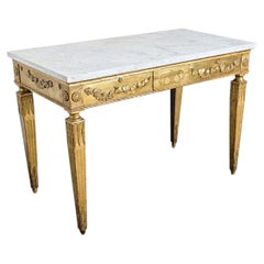 Italian 18th Century Giltwood Console with Original Marble Top
