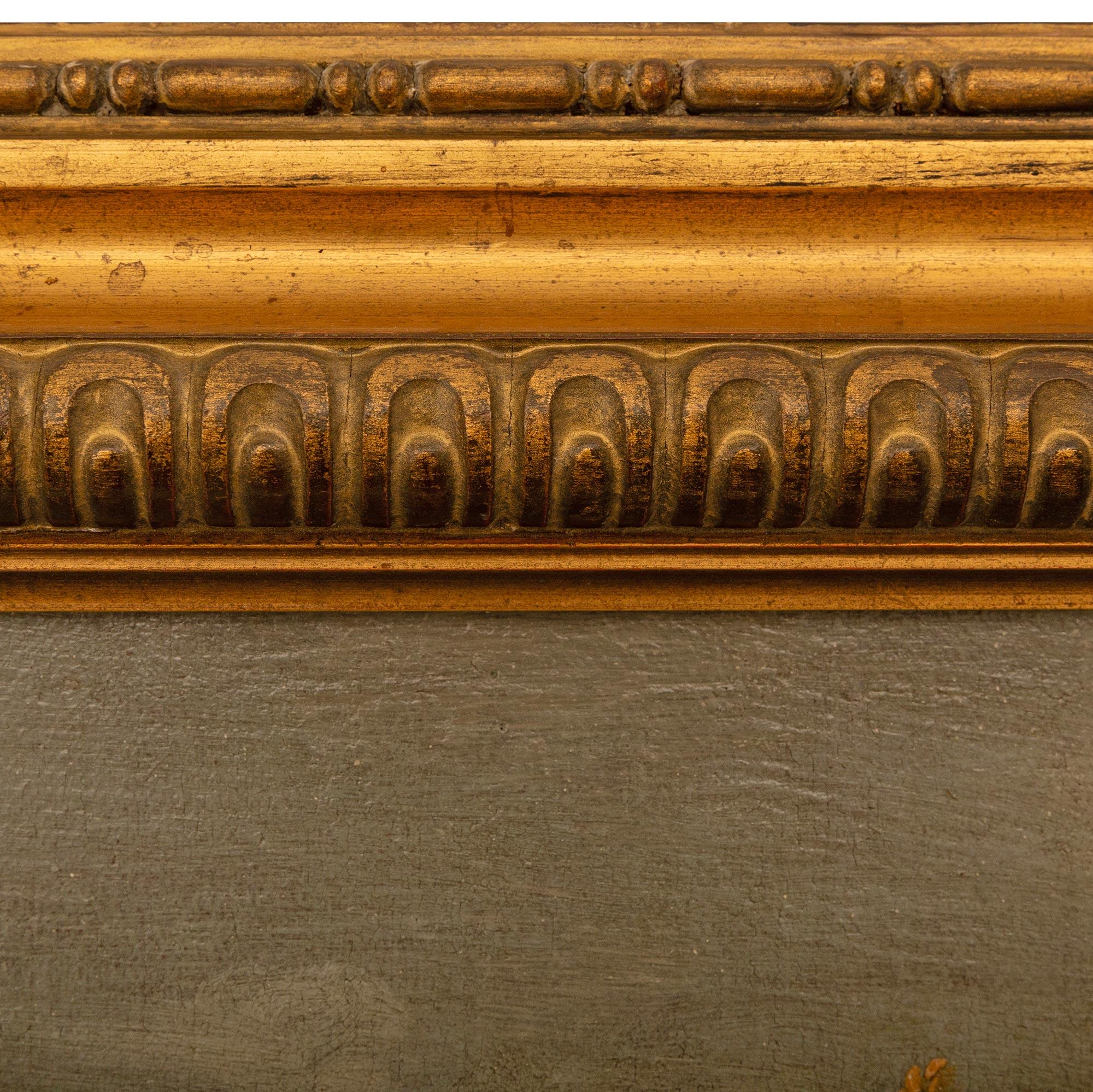 Cuadro italiano del siglo XVIII de madera dorada, meca y óleo sobre lienzo en Bueno estado para la venta en West Palm Beach, FL