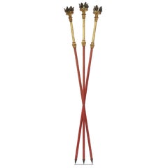 Italian 18th Century Giltwood Pricket Sconce from Red Tall Processional Torches