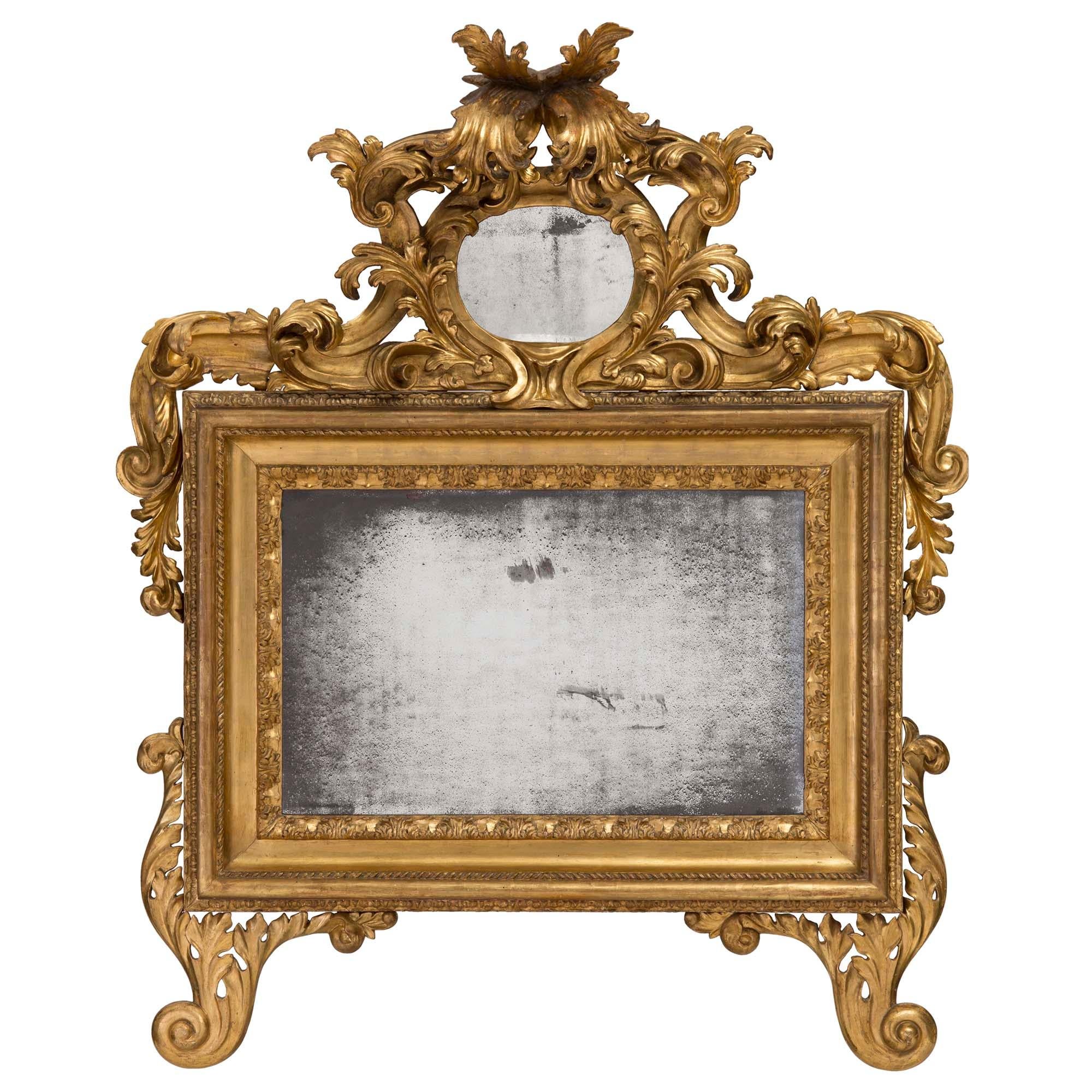 Italian 18th Century Giltwood Roman Mirror