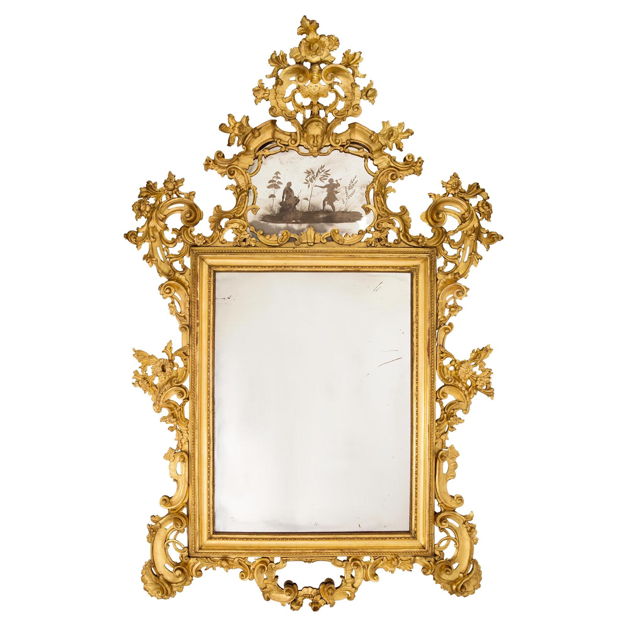 Italian 18th Century Giltwood Venetian Mirror