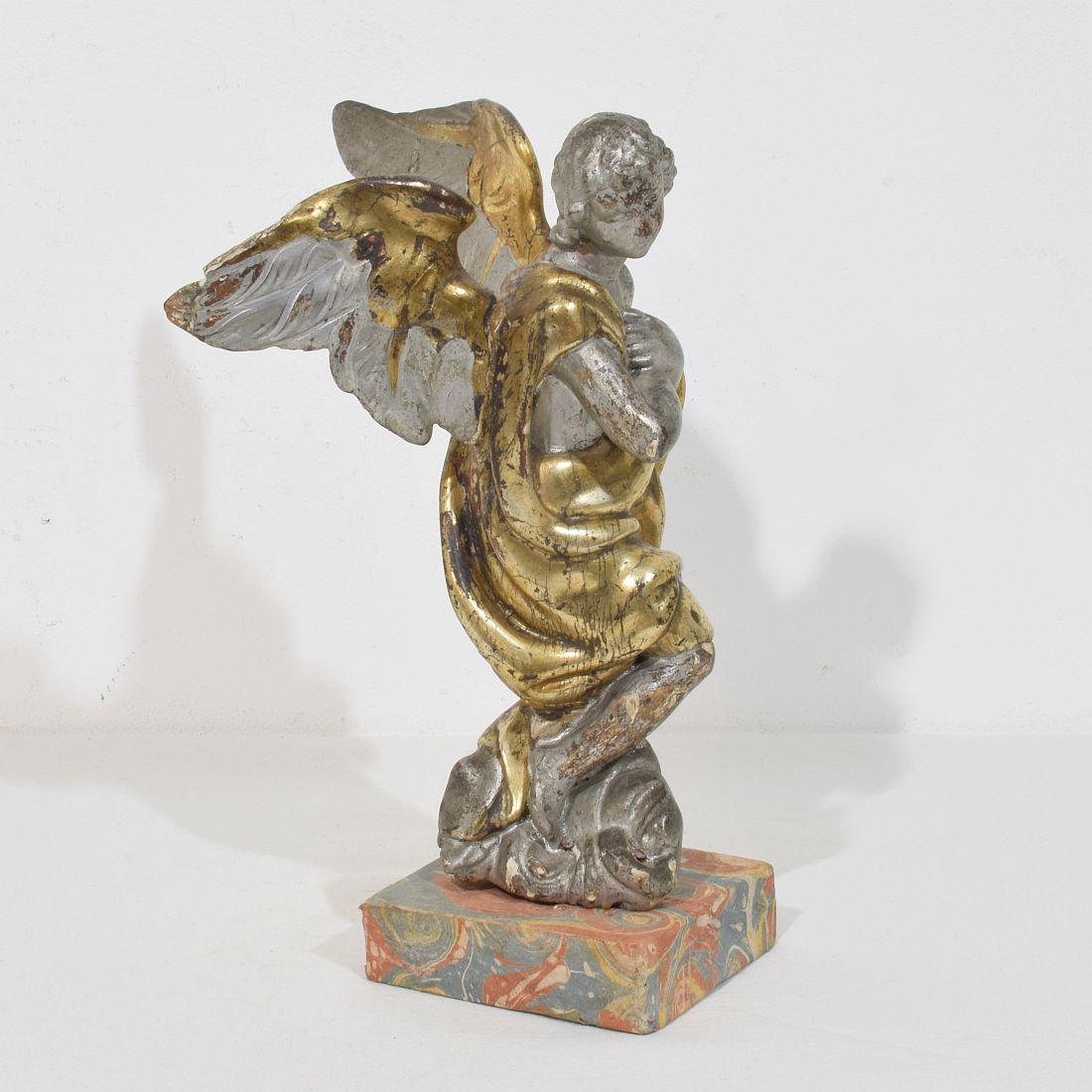 Italian 18th Century Hand Carved  Baroque Winged Angel For Sale 4