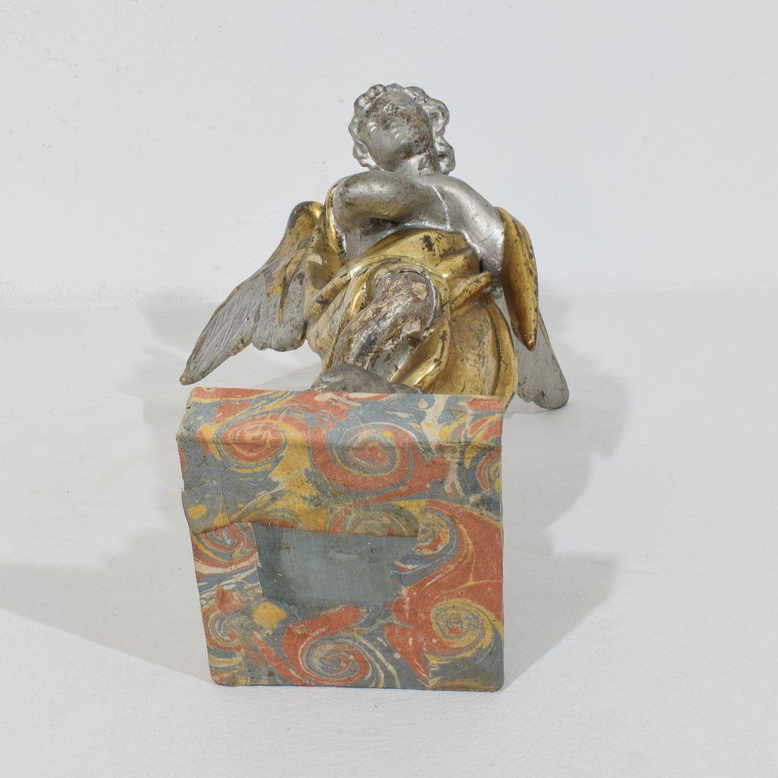 Italian 18th Century Hand Carved  Baroque Winged Angel For Sale 14