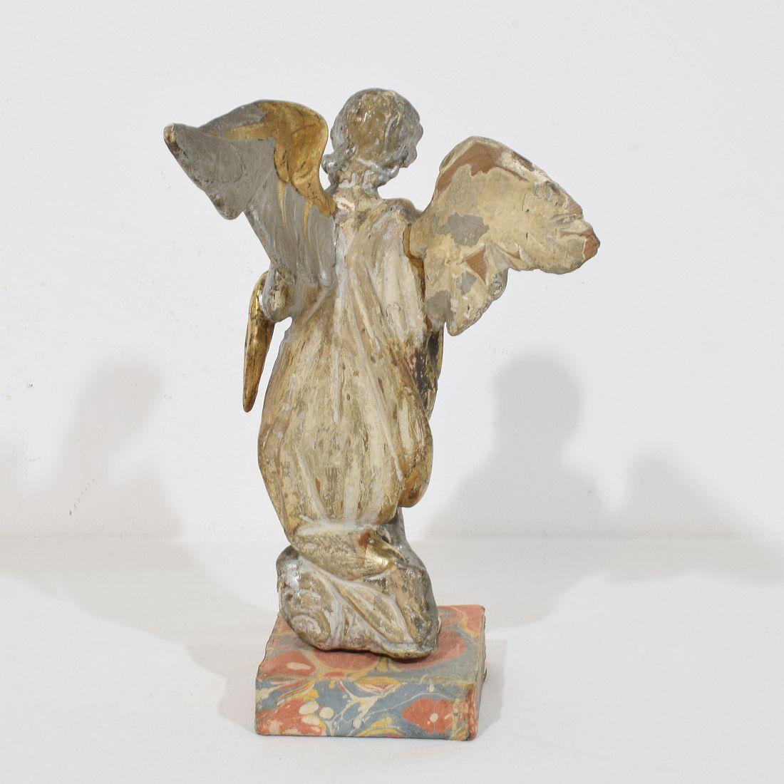 Italian 18th Century Hand Carved  Baroque Winged Angel For Sale 1