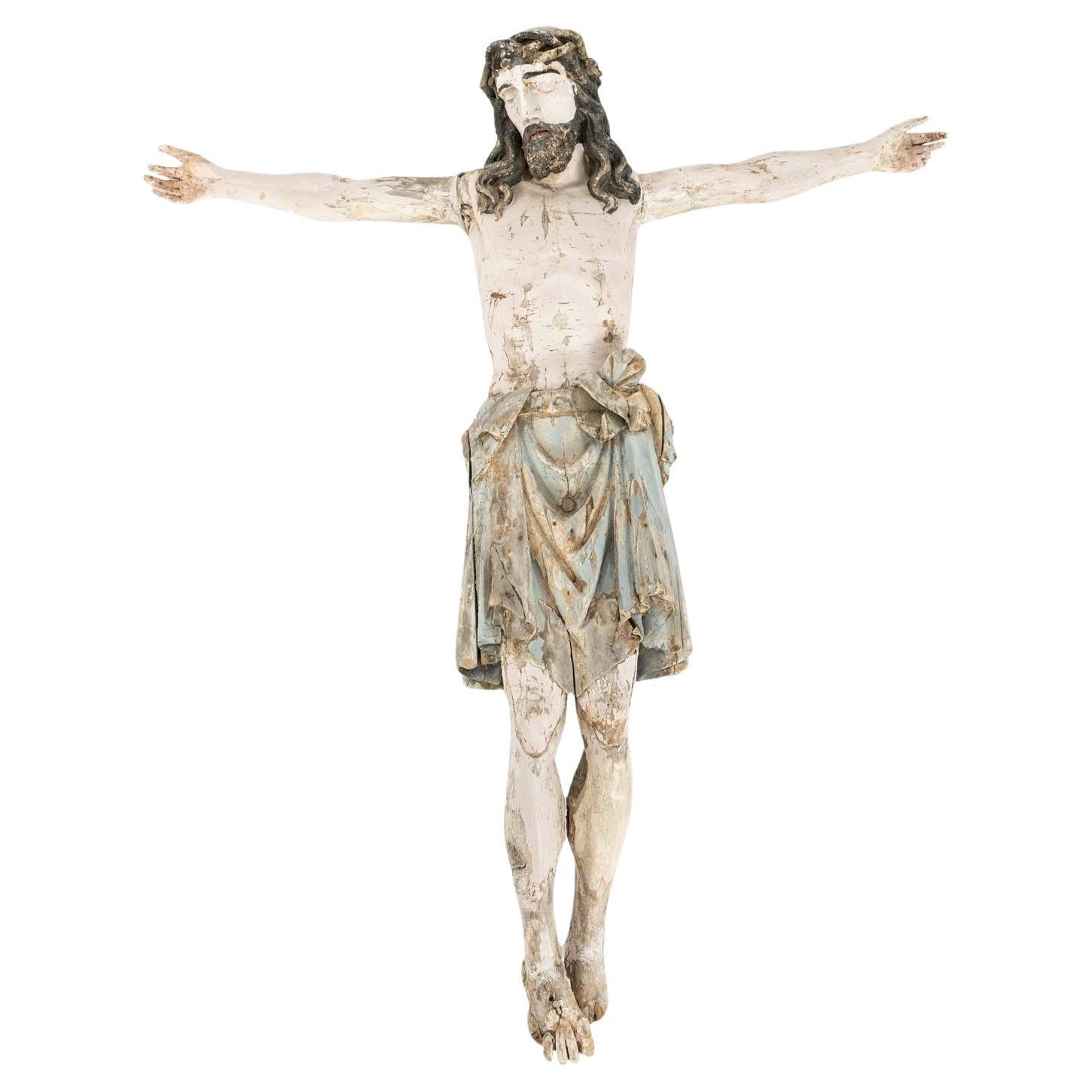 Italian 18th Century Hand-carved Corpus Christi in Original Paint For Sale