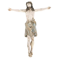 Corpus Christi italien du 18ème siècle sculpté à la main dans sa peinture d'origine
