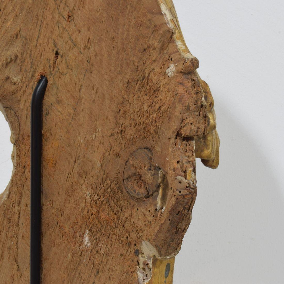 Siglo XVIII italiano  Adorno Barroco Rizado de Madera de Giltwood Tallado a Mano en venta 9
