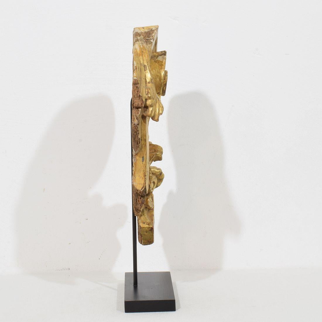 Siglo XVIII italiano  Adorno Barroco Rizado de Madera de Giltwood Tallado a Mano Tallado a mano en venta