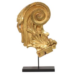 Siglo XVIII italiano  Adorno Barroco Rizado de Madera de Giltwood Tallado a Mano