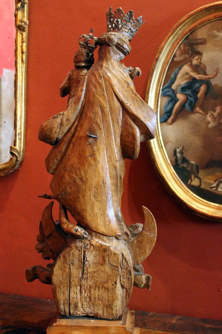 Italian 18th Century Hand Carved Wood Religious Madonna and Child ...