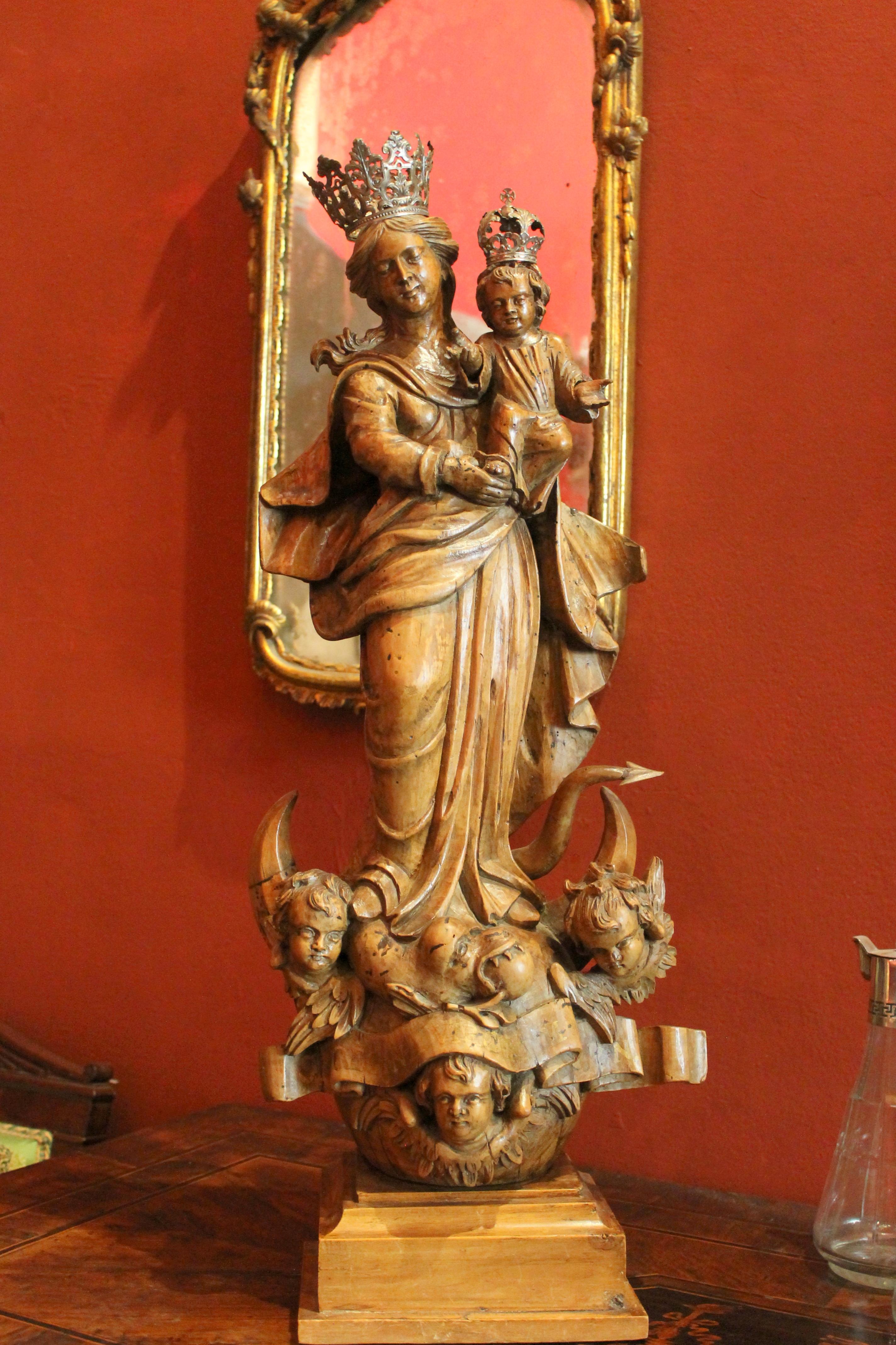 wooden madonna statue