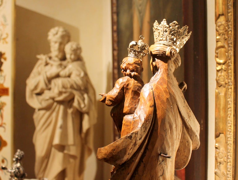Italian 18th Century Hand Carved Wood Religious Madonna and Child ...