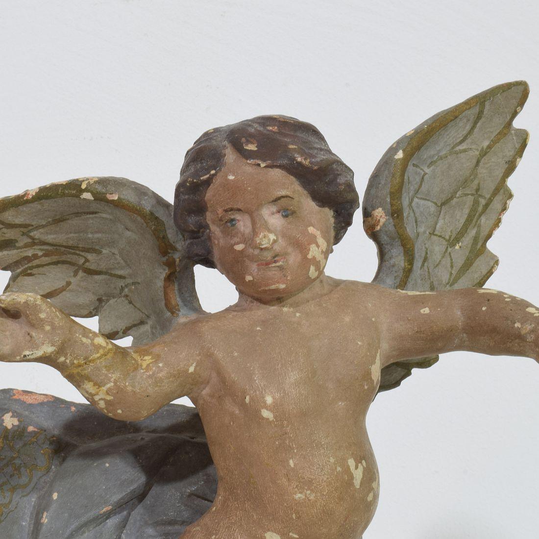 Italian 18th Century Hand Carved Wooden Baroque Angel For Sale at 1stDibs