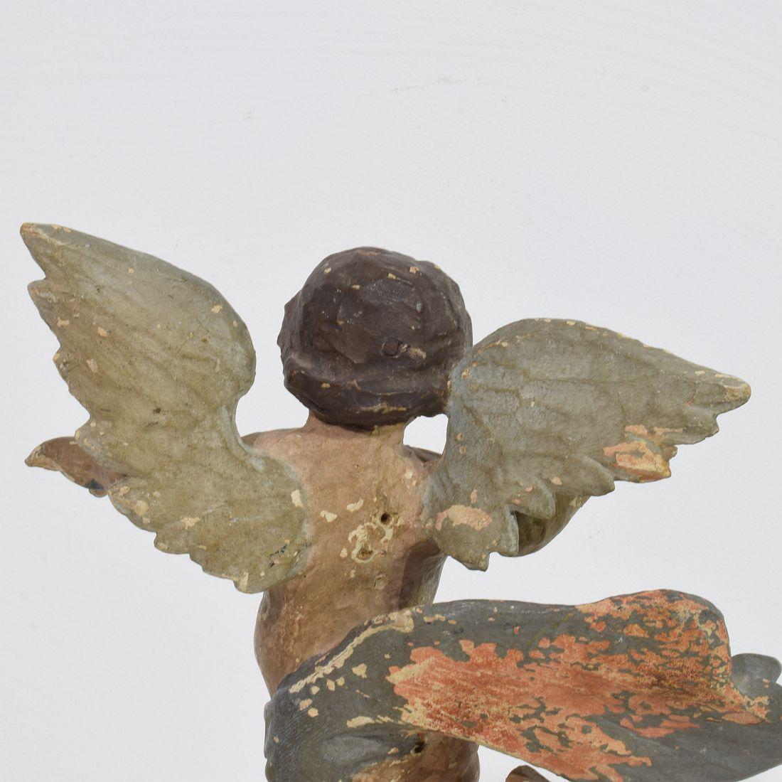 Italian 18th Century Hand Carved Wooden Baroque Angel For Sale at 1stDibs