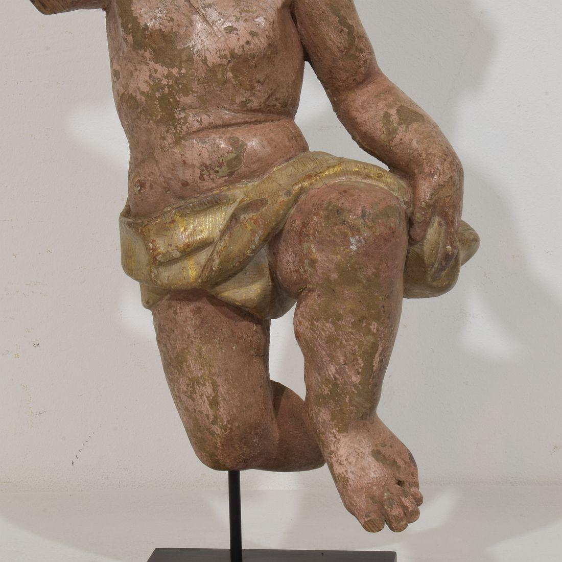 Fragment d'ange baroque italien en bois sculpté à la main du 18e siècle en vente 4