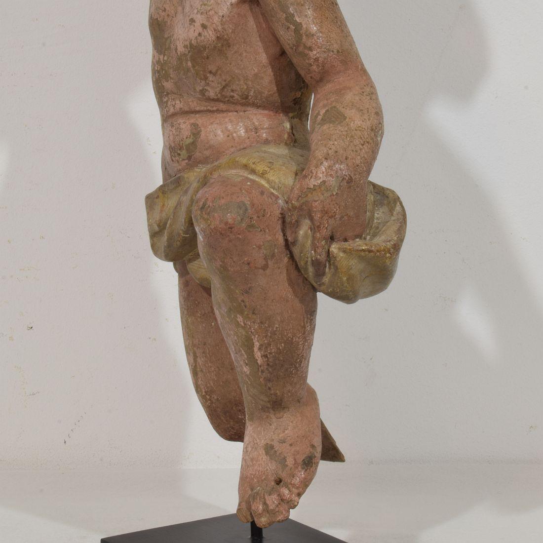 Fragment d'ange baroque italien en bois sculpté à la main du 18e siècle en vente 5