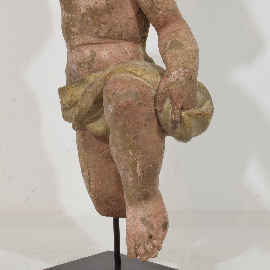 Fragment d'ange baroque italien en bois sculpté à la main du 18e siècle en vente 7