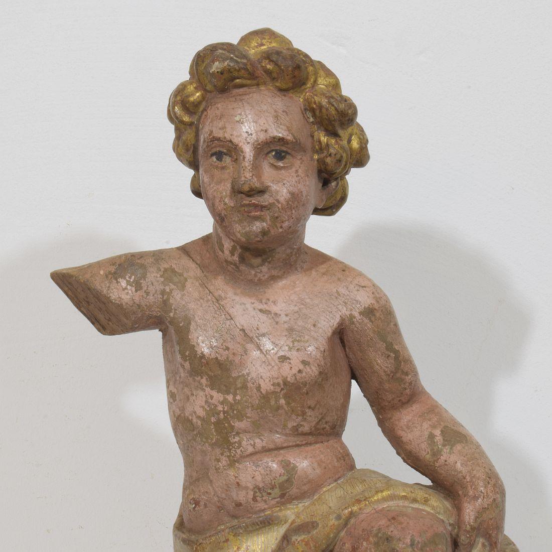 Bois Fragment d'ange baroque italien en bois sculpté à la main du 18e siècle en vente
