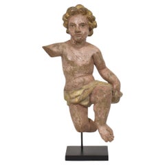 Italian 18th Century Hand Carved Wooden Baroque Angel Fragment