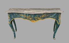 Italian 18th Century "Lacca Povera" Serpentine Serving Table with Central Drawer