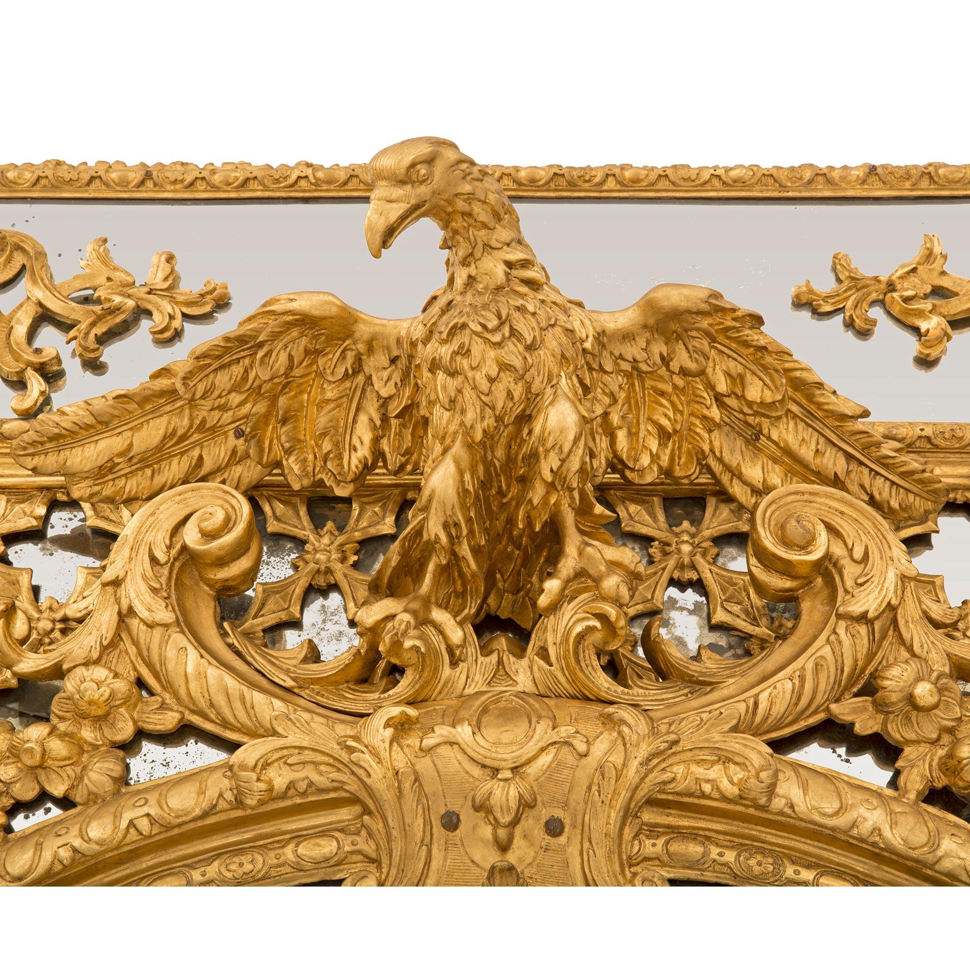 XVIIIe siècle et antérieur Miroir italien d'époque Louis XIV du 17ème siècle à double cadre en bois doré en vente