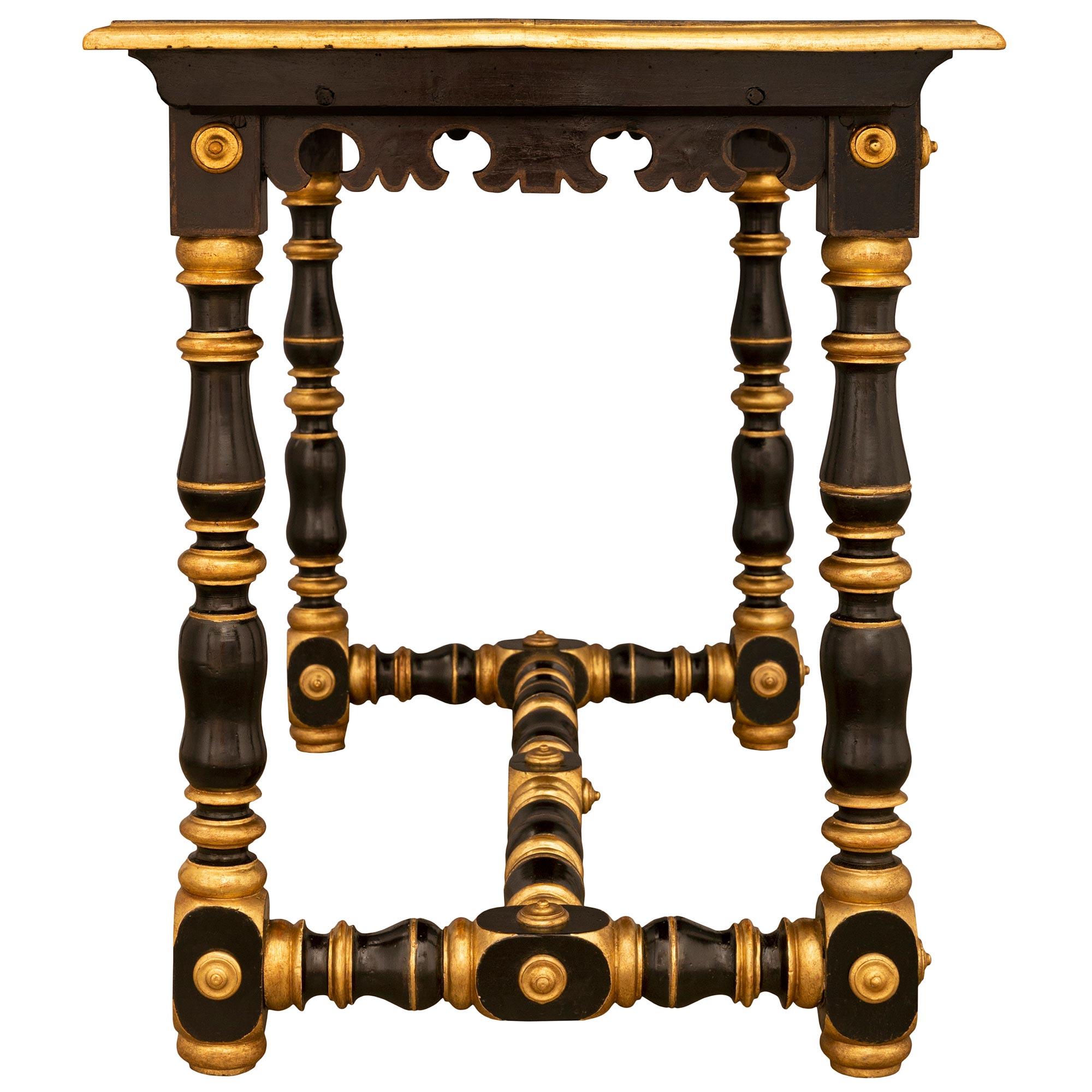Italian 18th Century Louis XIV Period Fruitwood & Giltwood Side/Center Table In Good Condition For Sale In West Palm Beach, FL