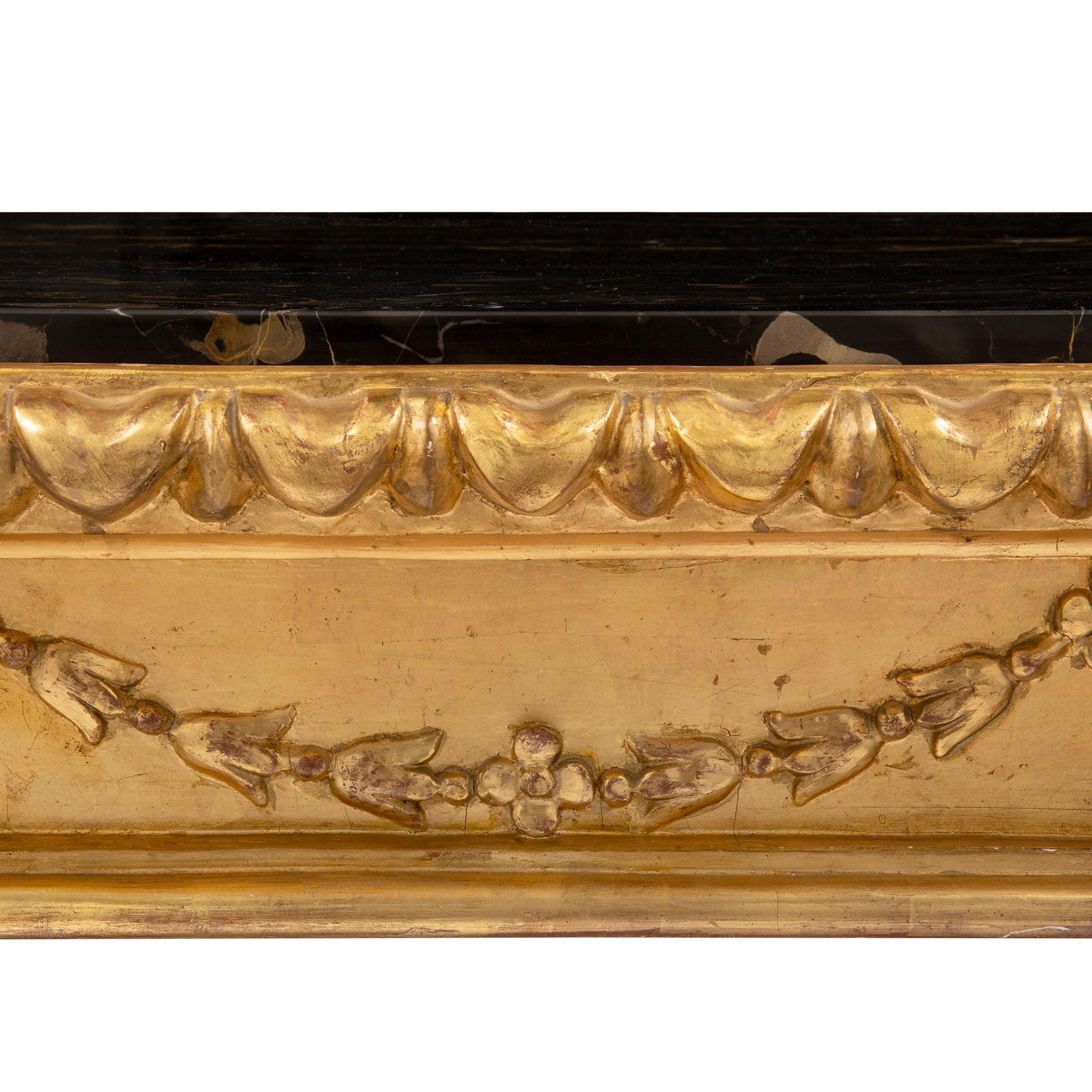 18th Century and Earlier Italian 18th Century Louis XIV Period Giltwood and Marble Roman Console For Sale