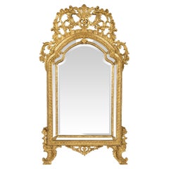 Italian 18th Century Louis XIV Period Giltwood Double Framed Mirror