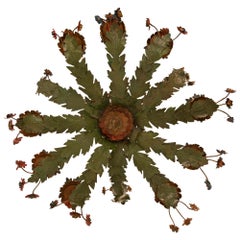 Italian 18th Century Louis XIV Period Patinated Iron and Tole Chandelier