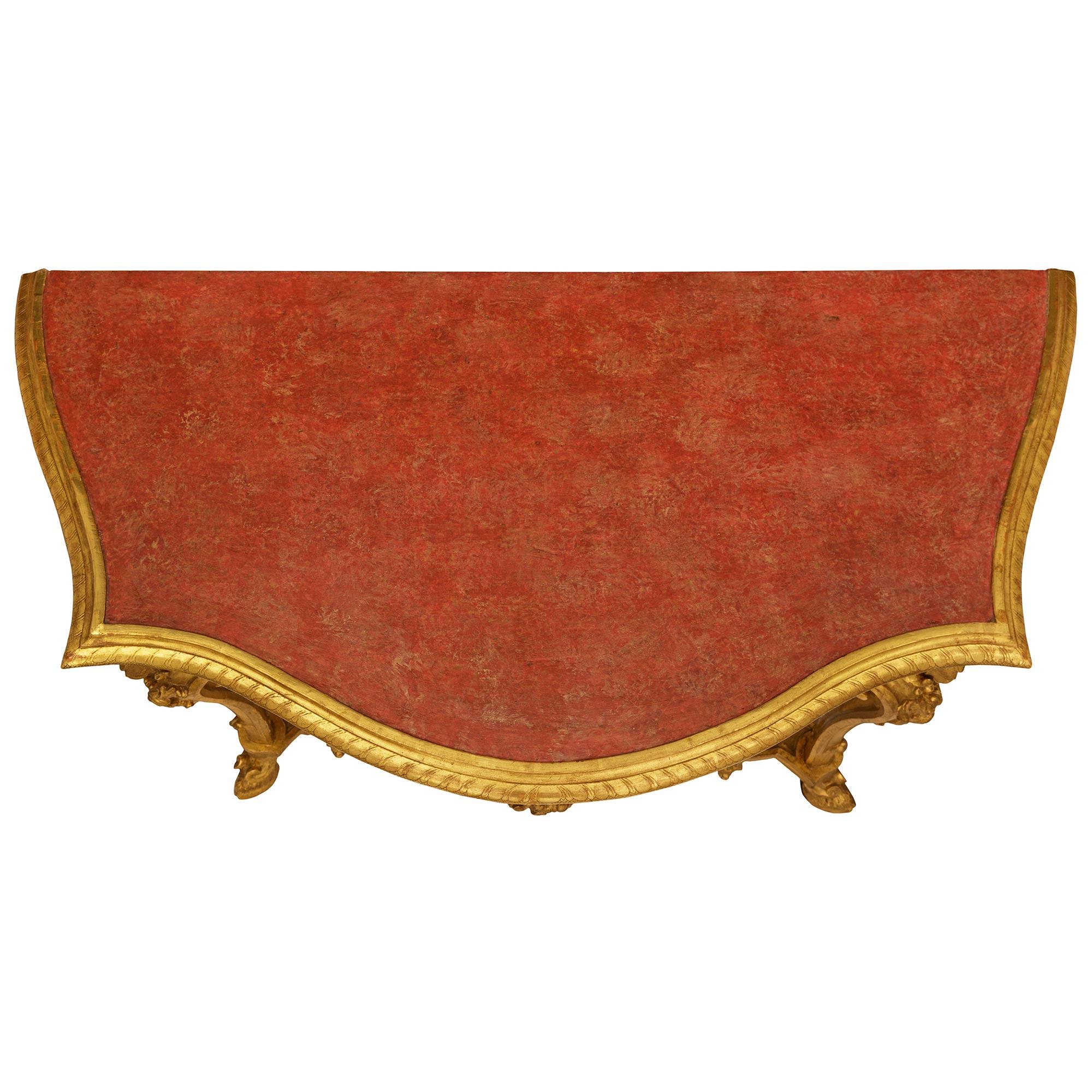 Italian 18th century Louis XIV Period Venetian st. Giltwood console For Sale 7
