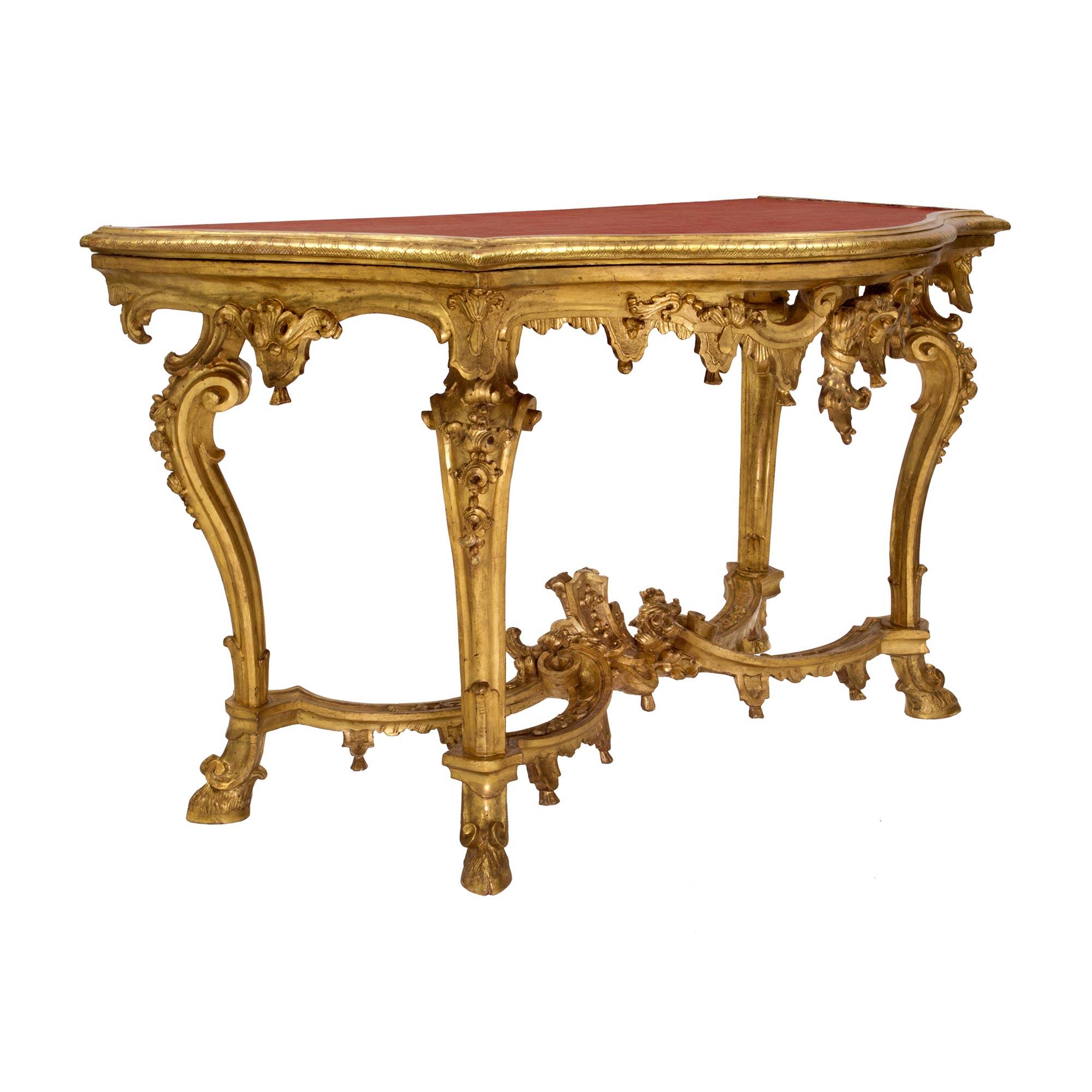 Italian 18th Century Louis XIV Period Venetian Giltwood Console In Good Condition For Sale In West Palm Beach, FL