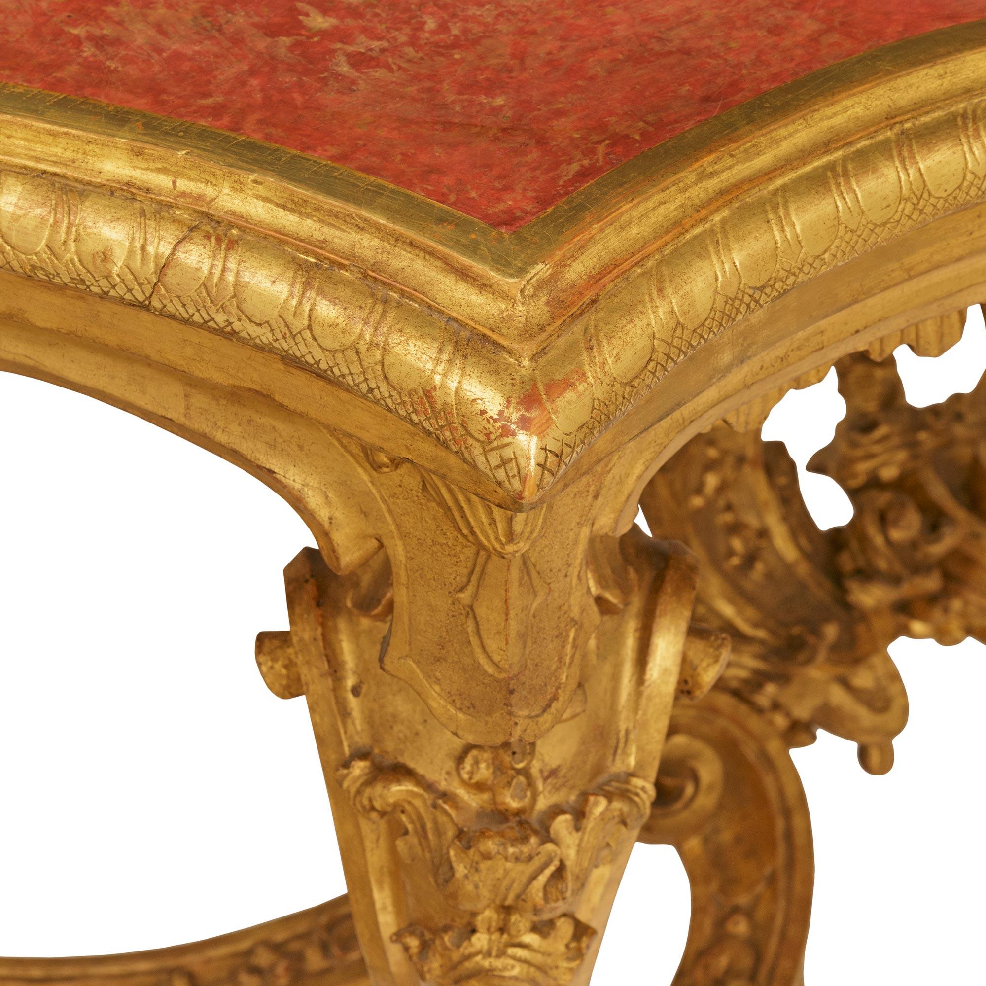 18th Century and Earlier Italian 18th century Louis XIV Period Venetian st. Giltwood console For Sale