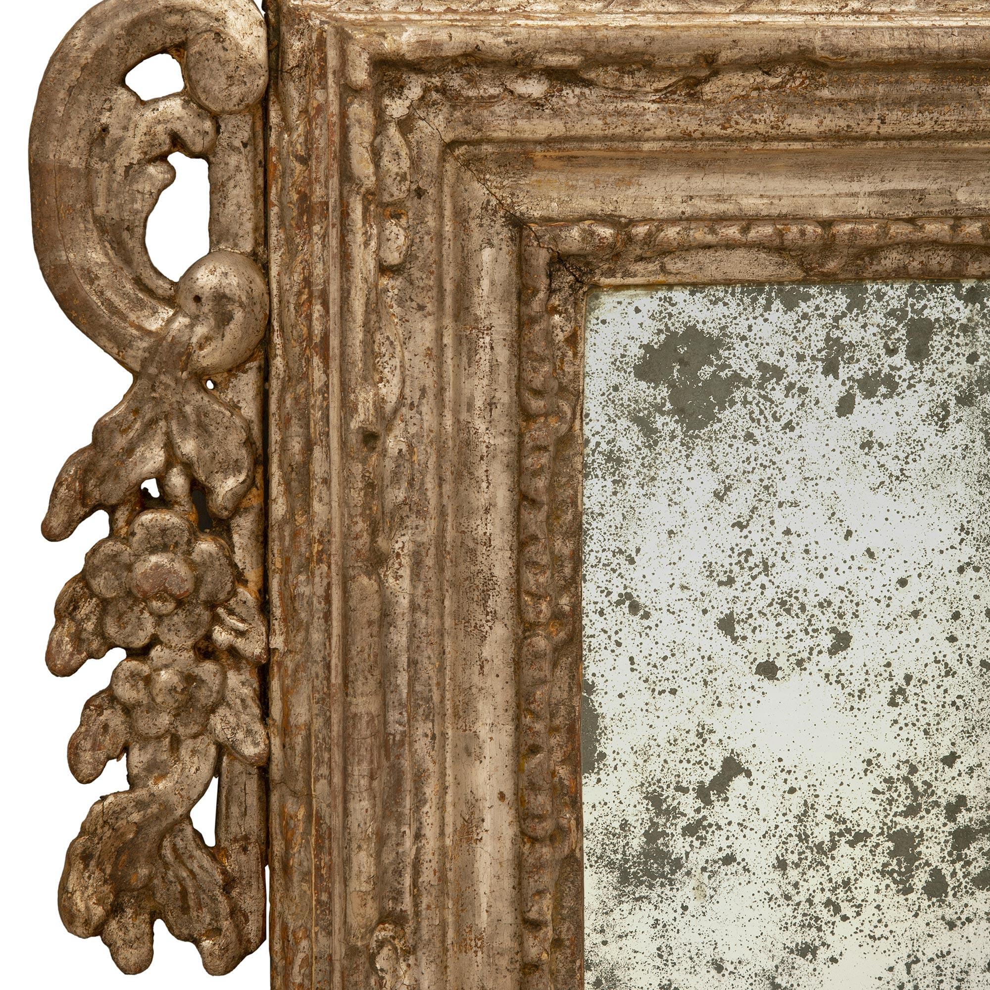 Italian 18th Century Louis XIV Period White Gold Mecca Mirror For Sale 1