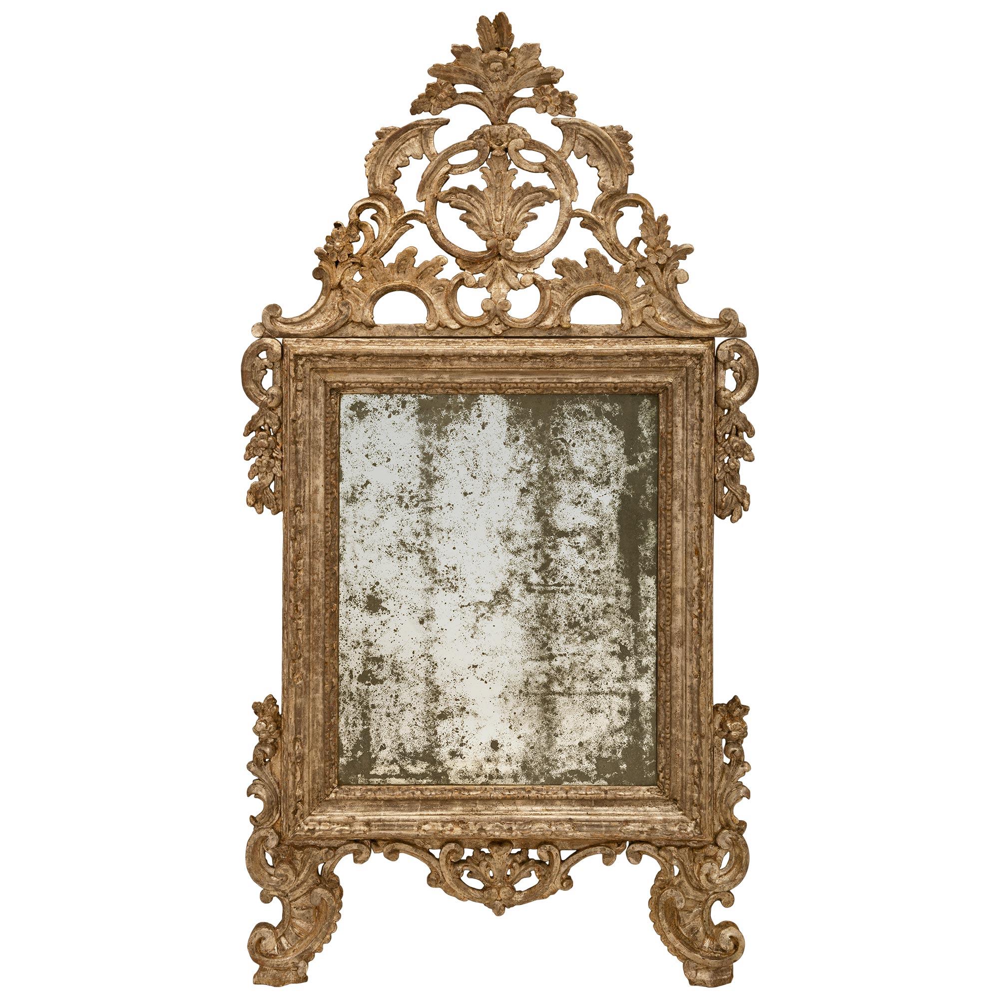 Italian 18th Century Louis XIV Period White Gold Mecca Mirror For Sale 4