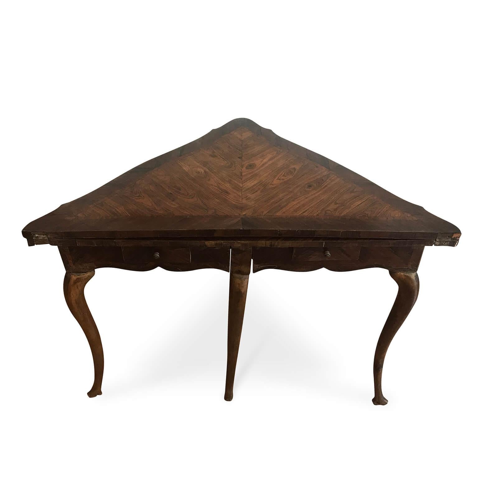 Italian 18th Century Louis XIV Rosewood Corner Fold Over Game Table Genoese  7
