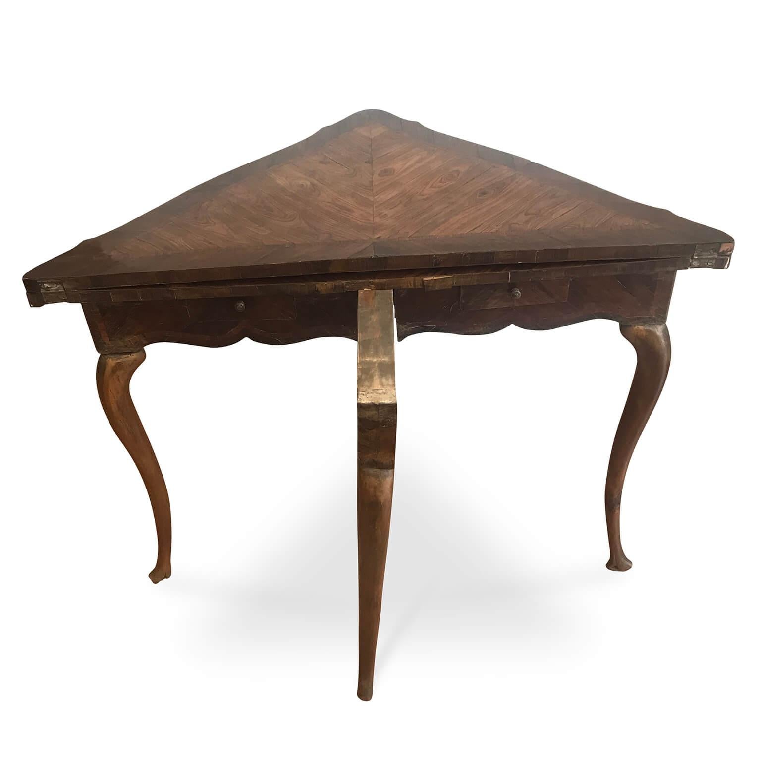 Italian 18th Century Louis XIV Rosewood Corner Fold Over Game Table Genoese  6