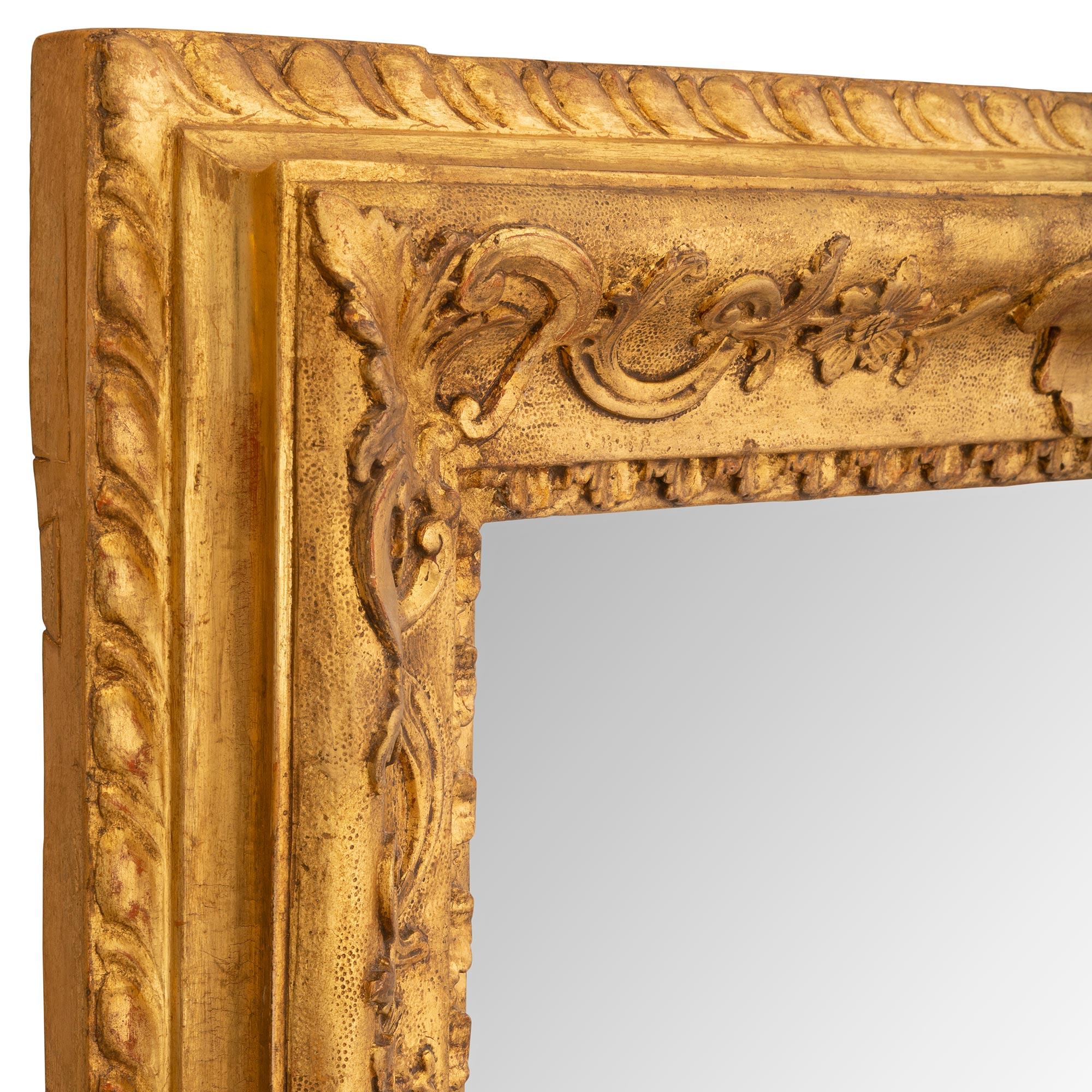 18th Century and Earlier Italian 18th Century Louis XIV St. Giltwood Mirror For Sale