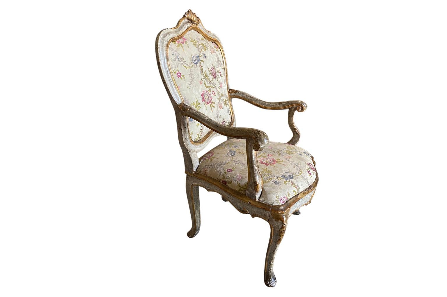 Italian 18th Century Louis XV Fauteuil, Armchair In Good Condition For Sale In Atlanta, GA