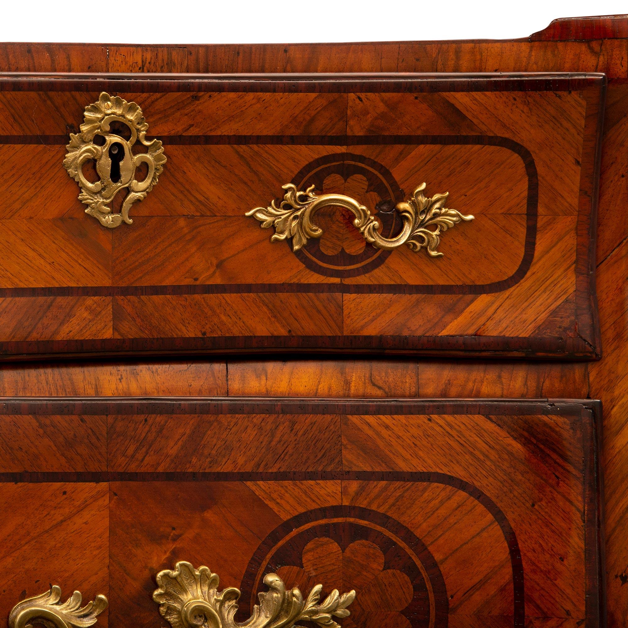 Italian 18th Century Louis XV Period Fruitwood, Kingwood and Ormolu Commode For Sale 4