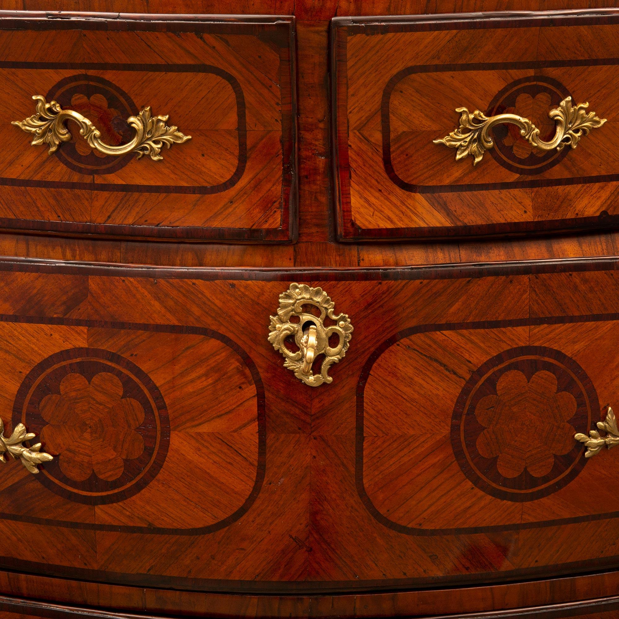 Italian 18th Century Louis XV Period Fruitwood, Kingwood and Ormolu Commode For Sale 5