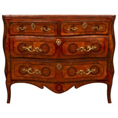 Italienische Kommode aus Obstholz, Veilchenholz und Goldbronze aus der Louis XV.-Periode des 18. Jahrhunderts