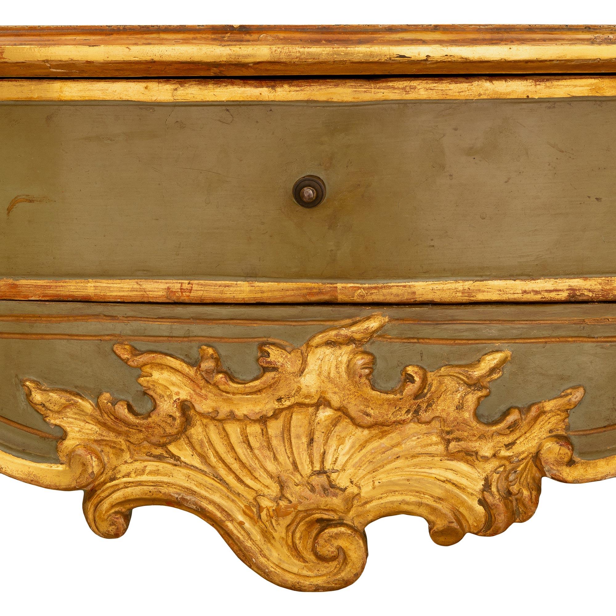 Italian 18th Century Louis XV Period Patinated Green and Gilt Console For Sale 3