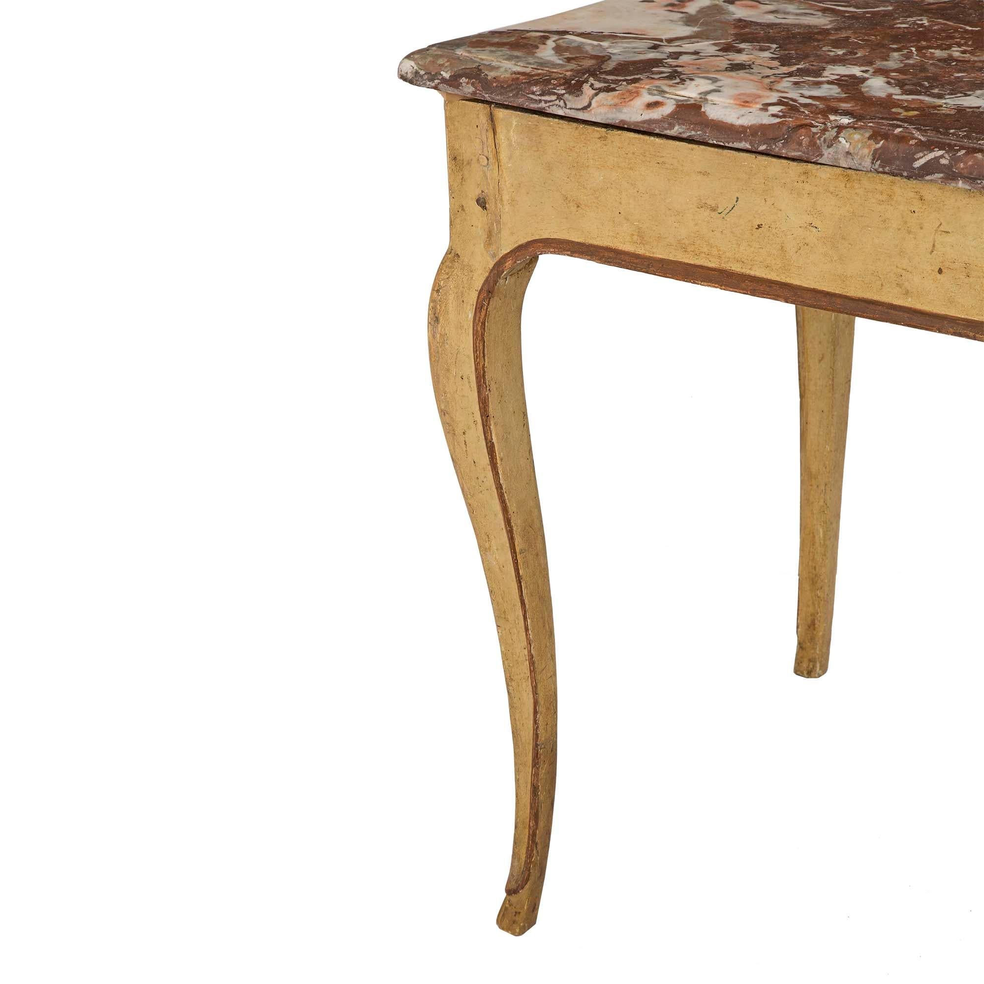 Marble Italian 18th Century Louis XV Period Patinated Side Table For Sale