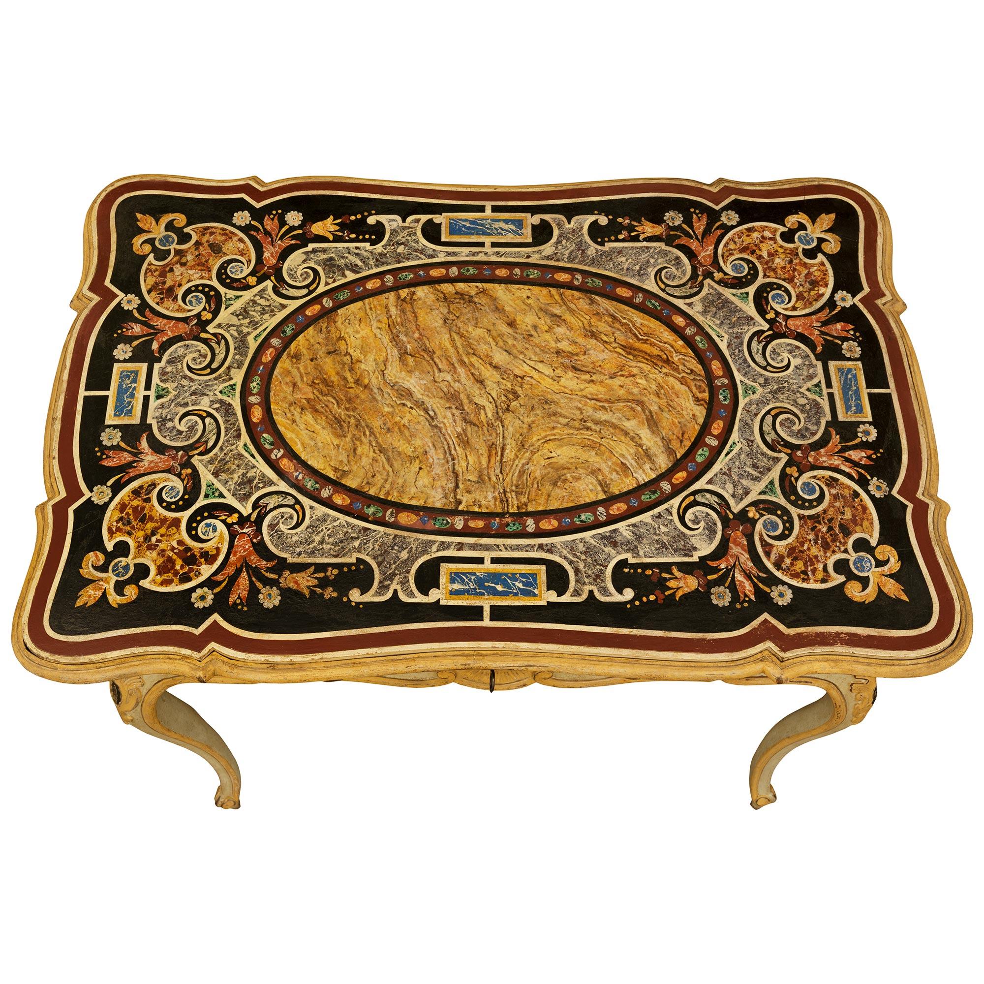 Italian 18th century Louis XV Period patinated Wood and Scagliola table/desk For Sale 6