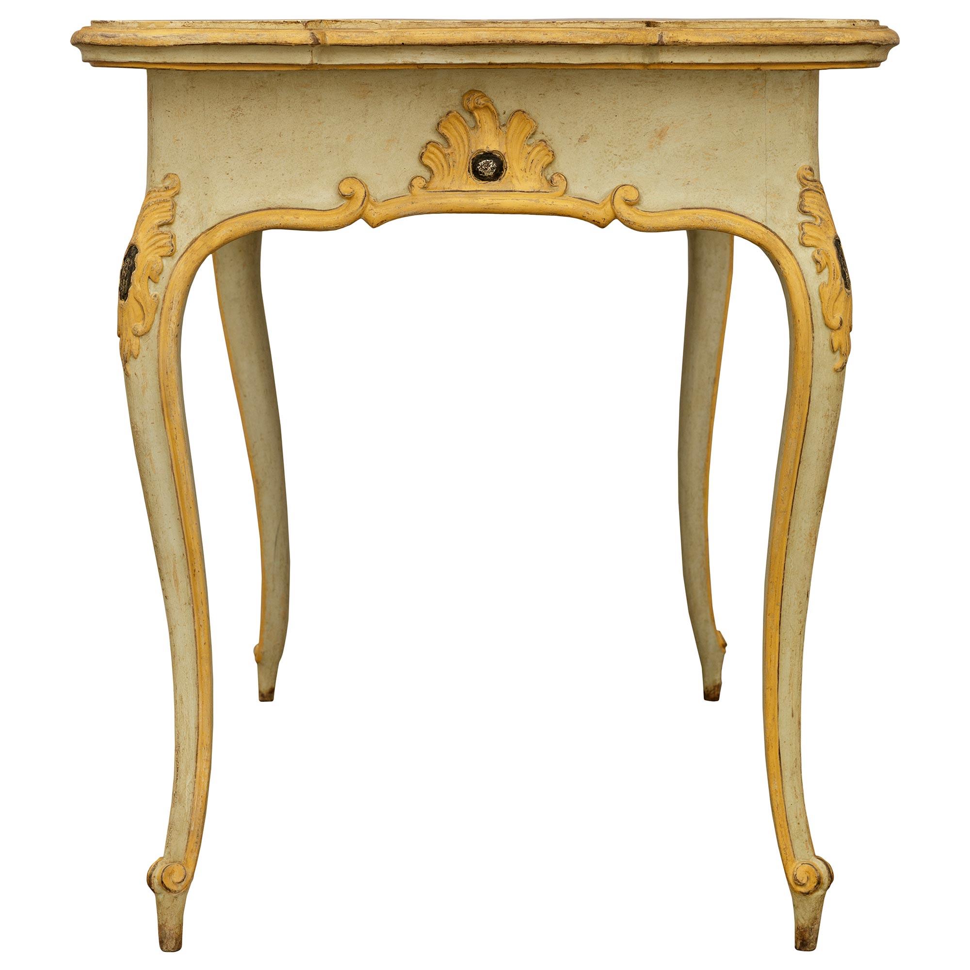 Iron Italian 18th century Louis XV Period patinated Wood and Scagliola table/desk For Sale