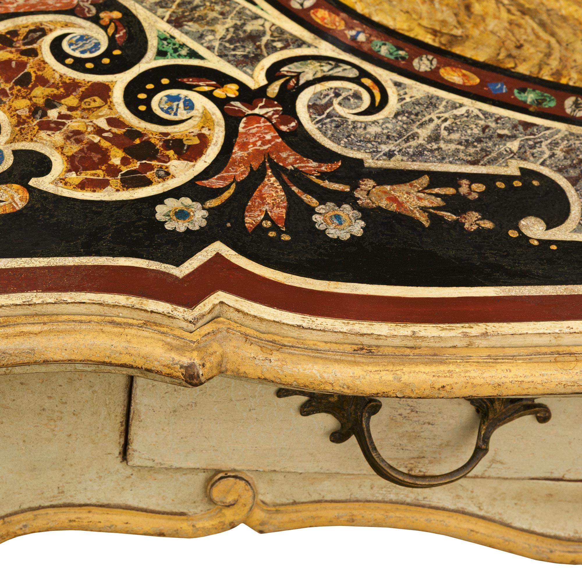 Italian 18th century Louis XV Period patinated Wood and Scagliola table/desk For Sale 2