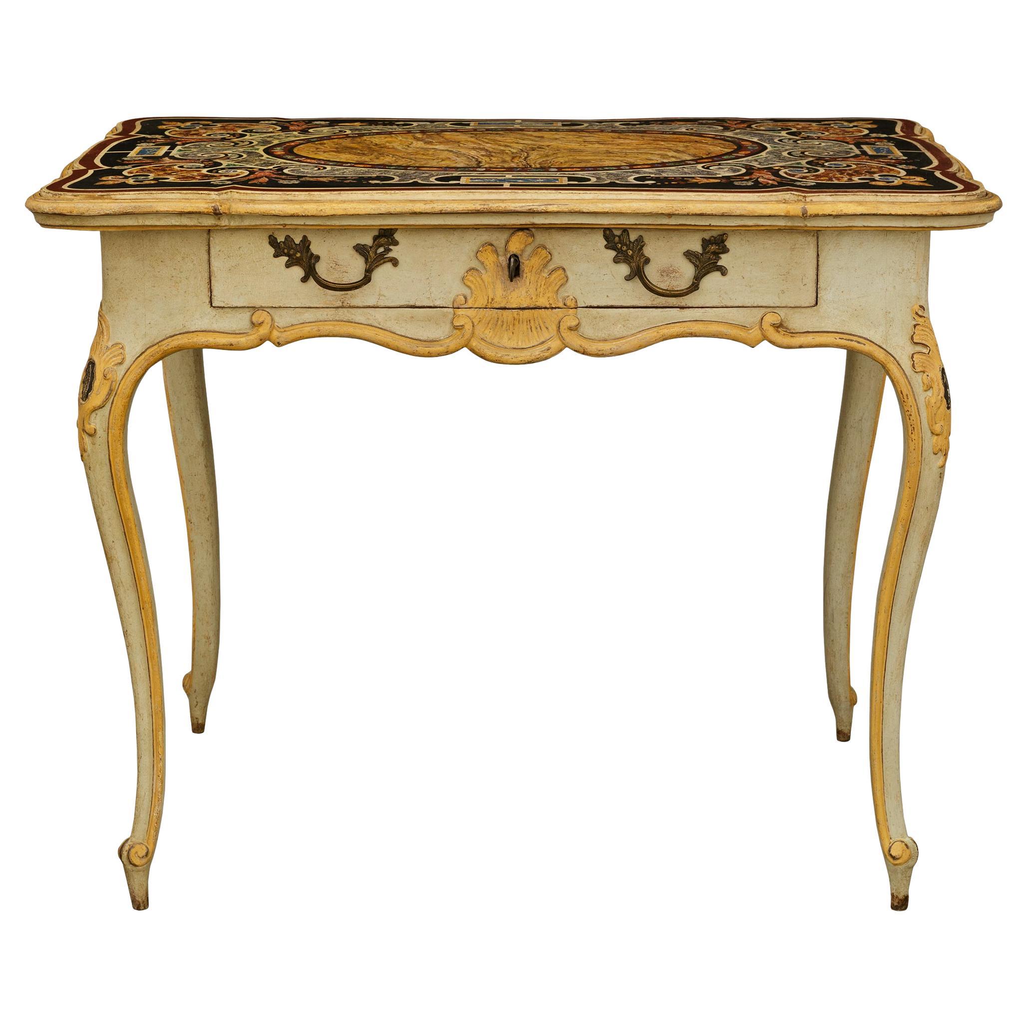 Italian 18th century Louis XV Period patinated Wood and Scagliola table/desk For Sale