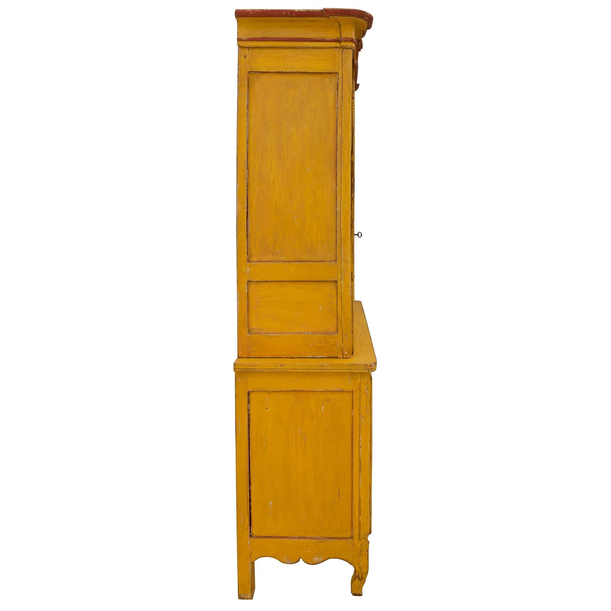 Italian 18th Century Louis XV Period Patinated Wood Deux-Corps Cabinet In Good Condition For Sale In West Palm Beach, FL