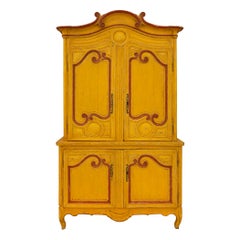 Cabinet Deux-Corps italiano del XVIII secolo del periodo Luigi XV in legno patinato