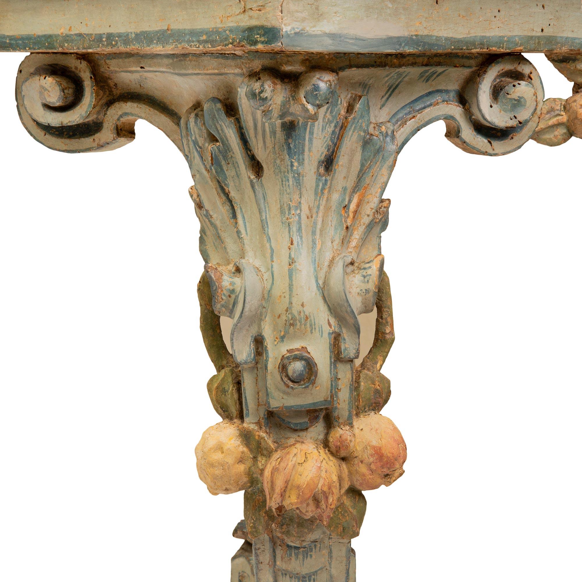  Italian 18th Century Louis XV Period Patinated Wood Wall Mounted Console For Sale 4